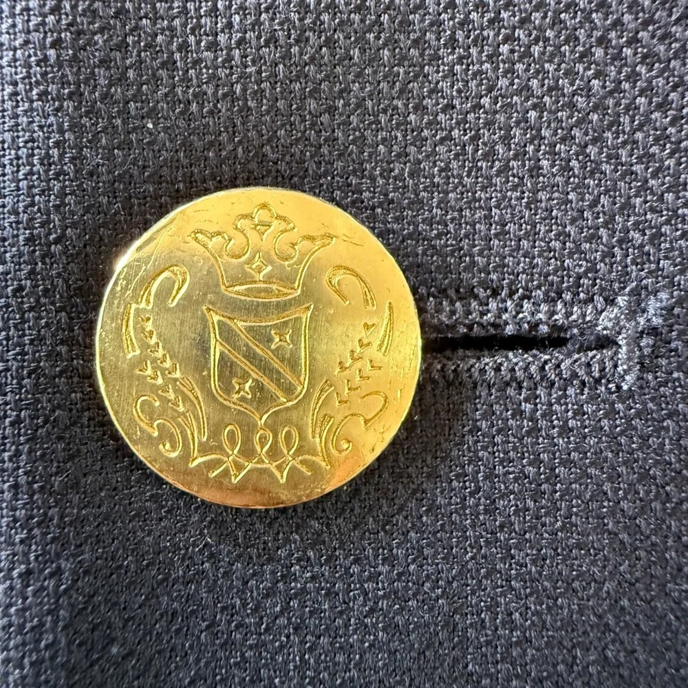 Jos‎ A Bank Travelers Mens Wool Navy Blue Blazer 41R Gold Crest Buttons Tailored